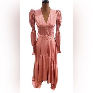 Elegant Long Sleeve  Mauve Dress with Animal print